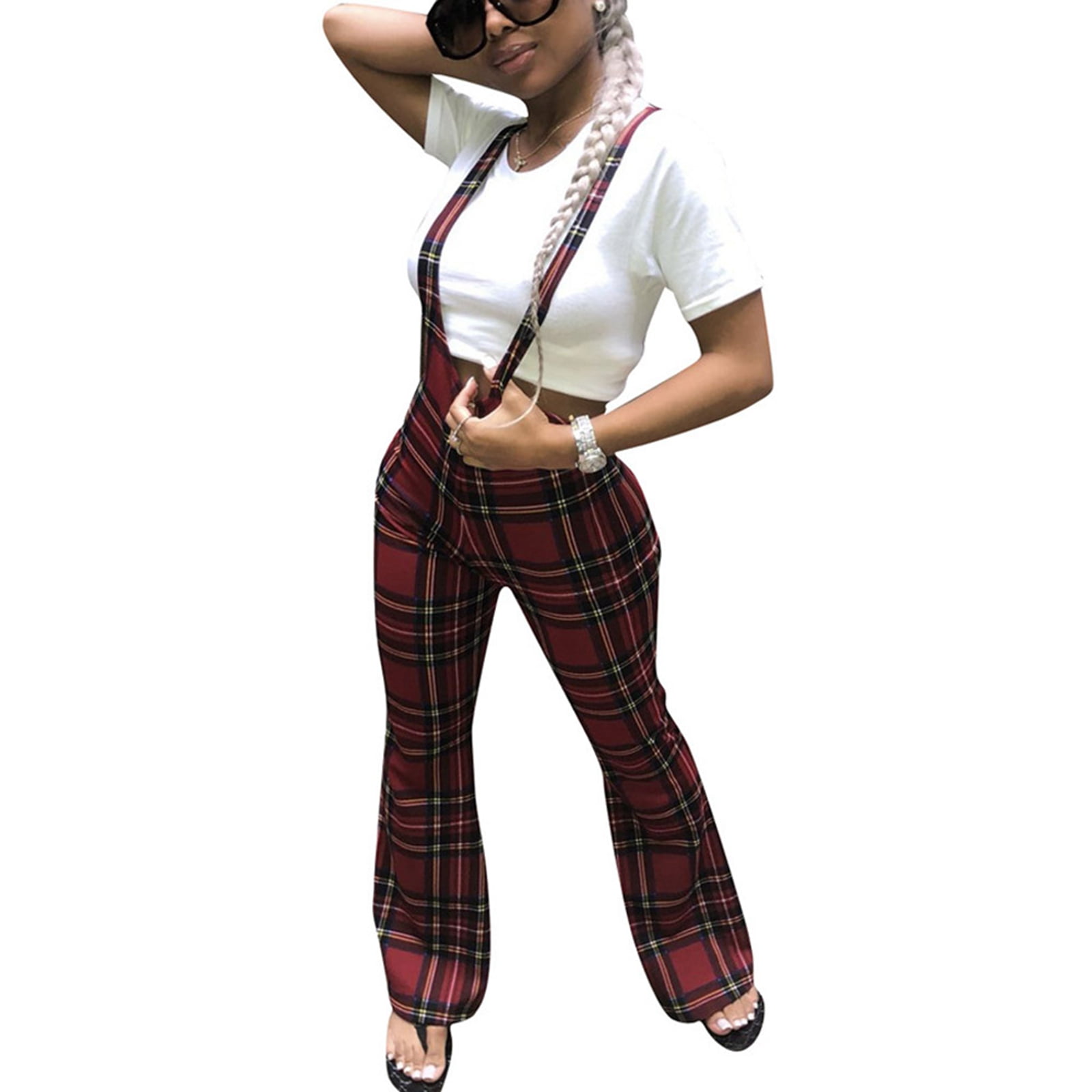 Amazon.com: ZZSRJ Fashion Women Loose Solid Color Jumpsuit Suspender Cargo Pants  Women Overall Pants Casual Jumpsuit Plus Size (Color : White, Size : Small)  : Clothing, Shoes & Jewelry